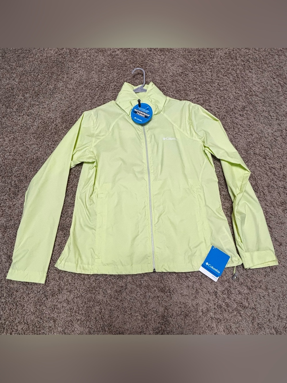 Columbia NWT Lightweight waterproof Windbreaker jacket w/hood women’s XL yellow
